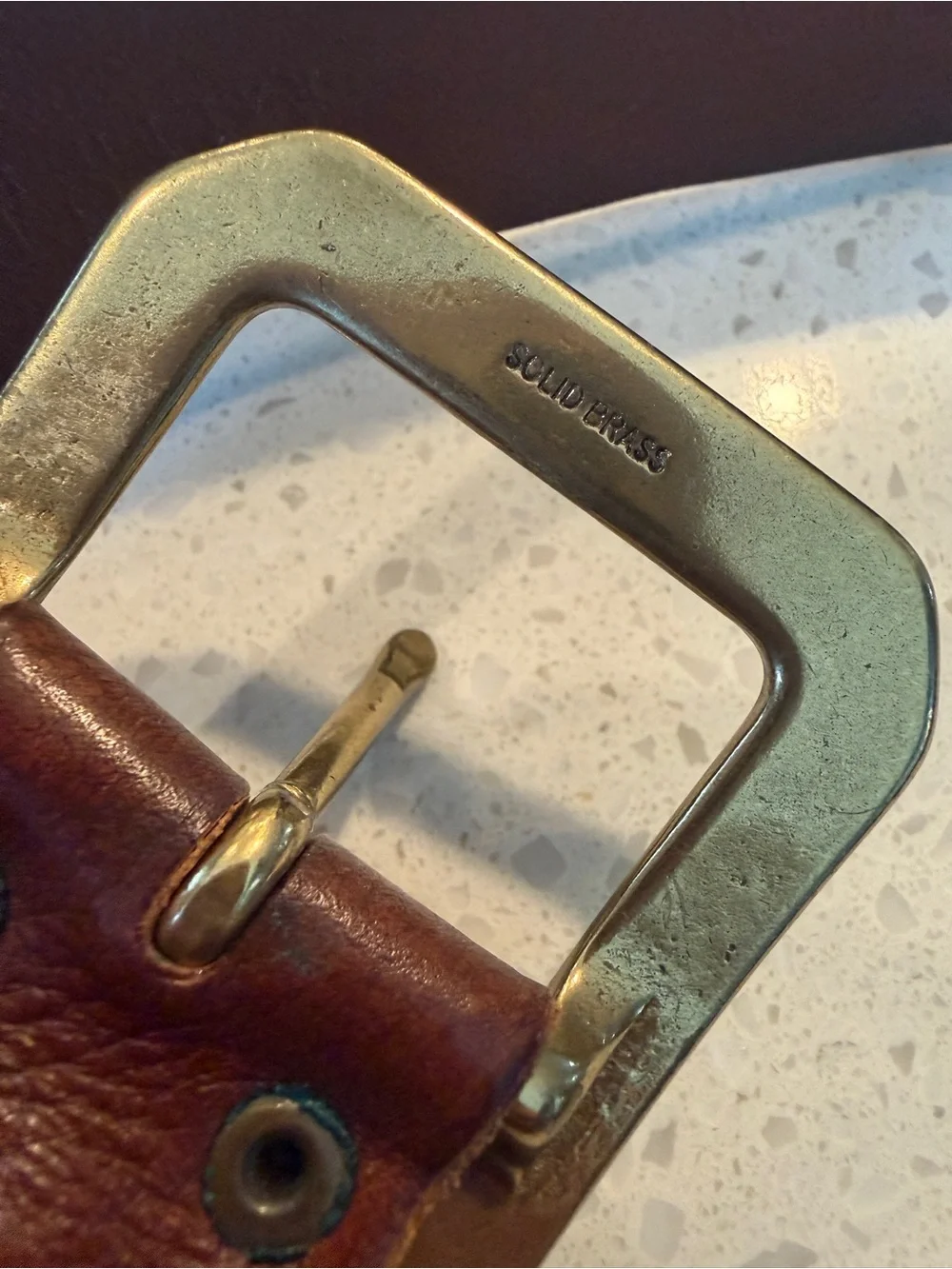 Lauren Ralph Lauren Genuine Italian Leather Brown Belt Brass Buckle Large